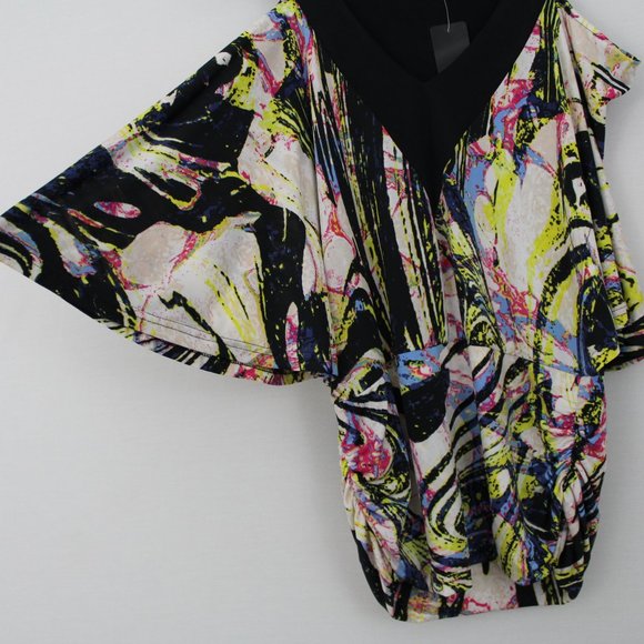 ⬇️$15 Bebe Black & White Cold Shoulder V-Neck Top - Picture 8 of 16